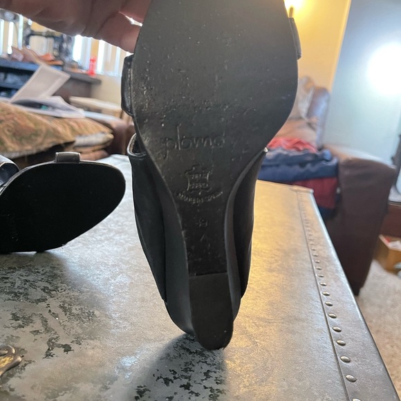 Plomo Black Leather Wedges in a Size 39 or Size 9 US made in Spain - Picture 6 of 7